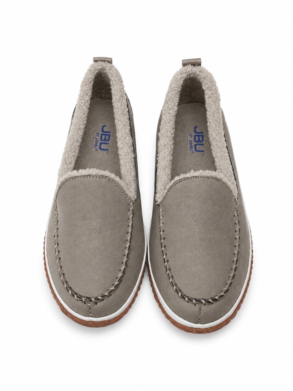 JBU By Jambu Womens Torino Gray Faux Fur Memory Foam Loafers 6M